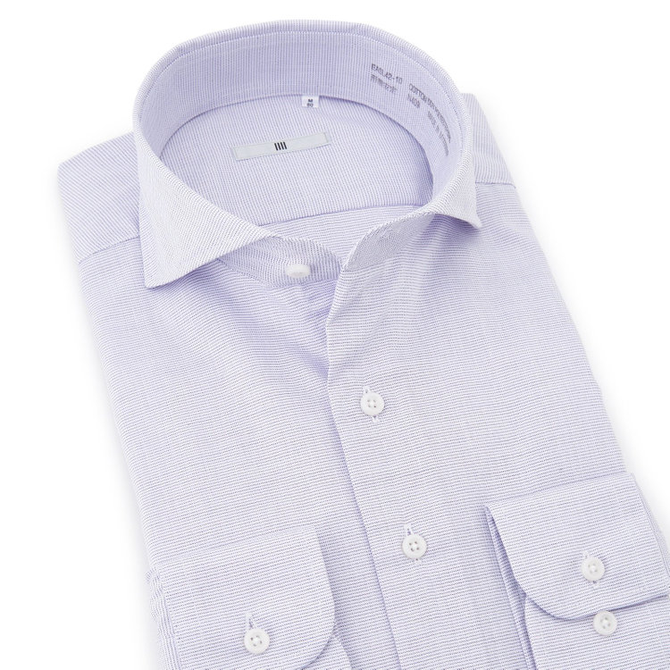 シルバーライン 【SILVER LINE】【形態安定】ホリゾンタルワイドワイシャツ/パープル×ドビー 紫淡色