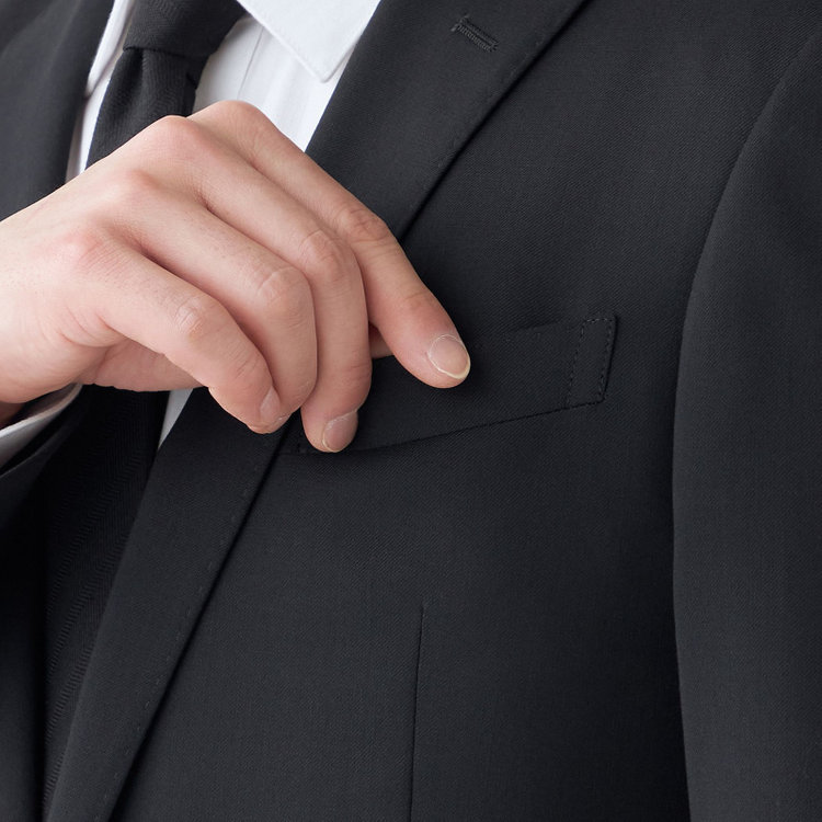 ブラックライン 【KSW】【年間】2釦シングルスーツ 0タック/ブラック/ウエストシャーリング/ウォッシャブル/MOVING STRETCH/※裾上げ必要 黒