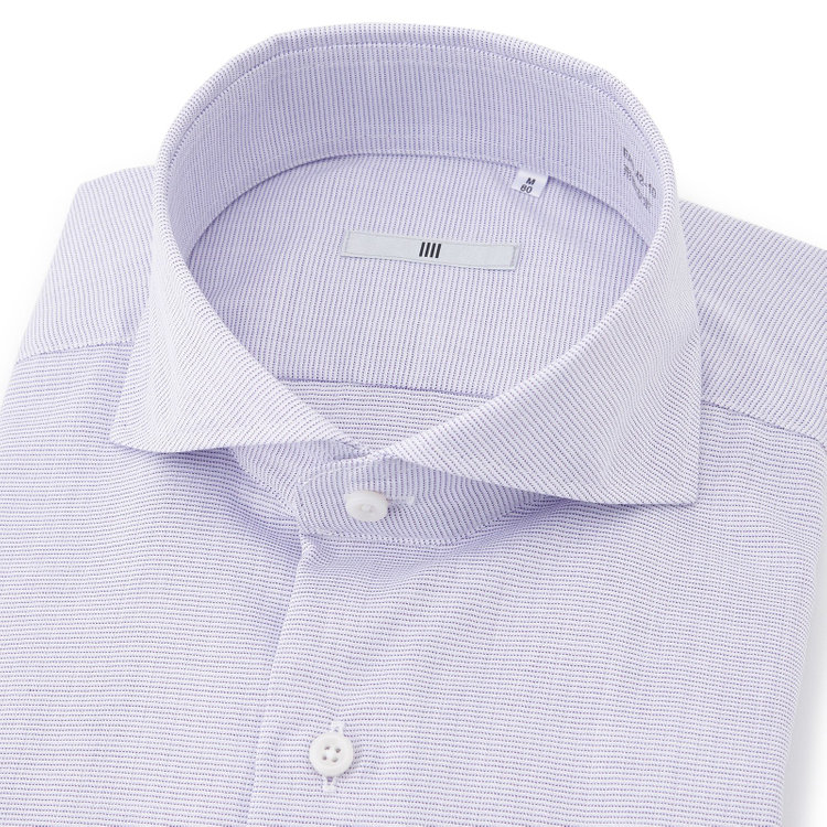 シルバーライン 【SILVER LINE】【形態安定】ホリゾンタルワイドワイシャツ/パープル×ドビー 紫淡色