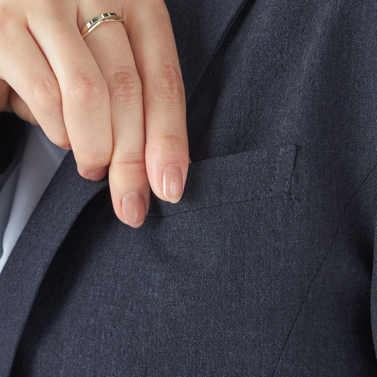 シルバーライン 【RELAX TAPERED 2】【春夏】 1釦パンツスーツ/ネイビー×シアサッカー/ウォッシャブル/※パンツ裾上げ済仕様 紺中間