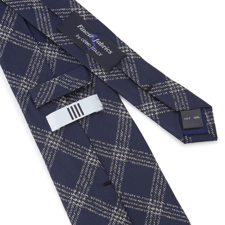 シルバーライン 【SILVER LINE】シルク 格子チェック柄ネクタイ 8.5cm幅 / ネイビー×ホワイト その他