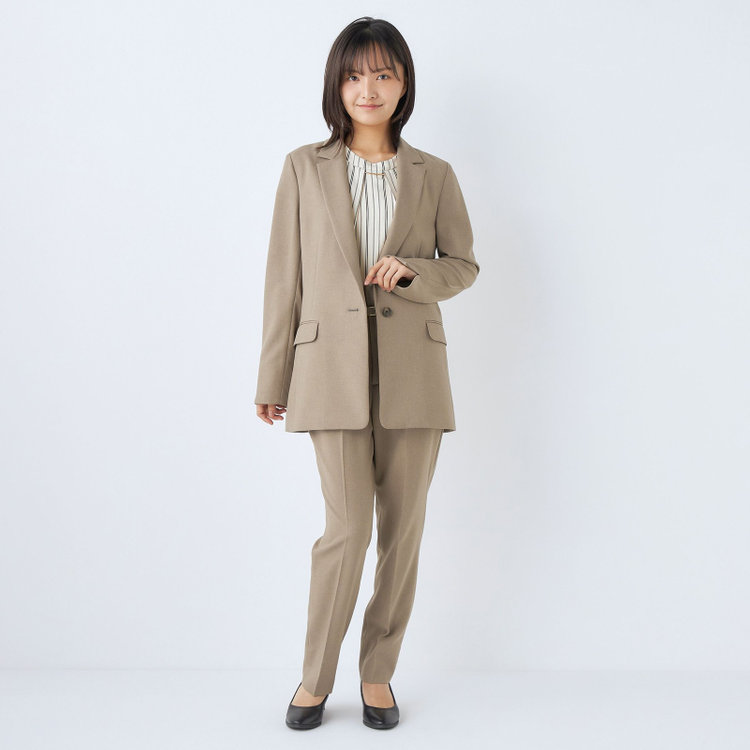 シルバーライン 【SILVER LINE】【【年間】1釦シングルパンツスーツ/ベージュ/ウォッシャブル/Naturemier/※パンツ裾上げ済仕様 茶淡色