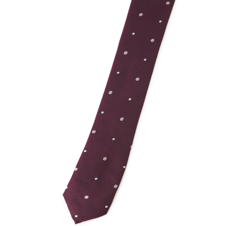 シルバーライン 【SILVER LINE】シルクブレンドドットネクタイ 8.0cm幅/ワイン×ピンク＆ホワイト その他
