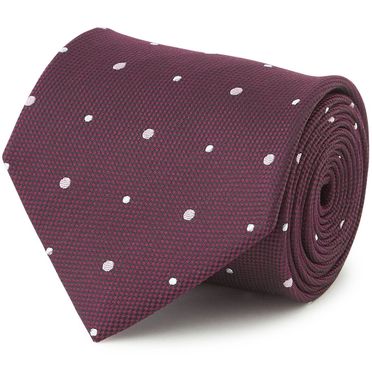 シルバーライン 【SILVER LINE】シルクブレンドドットネクタイ 8.0cm幅/ワイン×ピンク＆ホワイト その他
