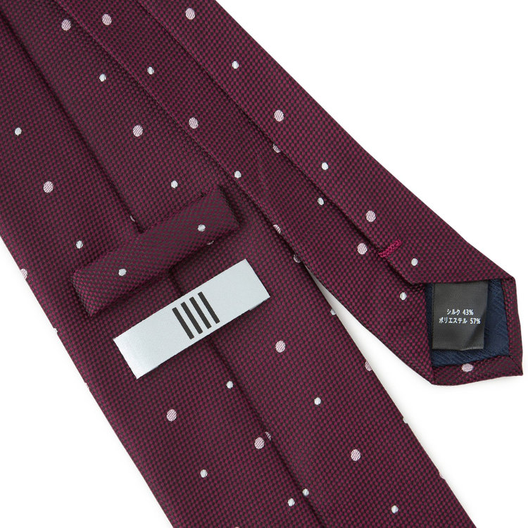 シルバーライン 【SILVER LINE】シルクブレンドドットネクタイ 8.0cm幅/ワイン×ピンク＆ホワイト その他