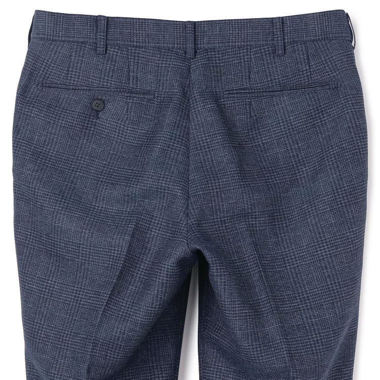 シルバーライン 【5DAYS CLOSET】【RBC】【春夏】1タックテーパードパンツ/ネイビー×チェック/ウエストムーブ仕様/4S SUSTAINABILITY&ECOLOGY FABRIC/※裾上げ必要 紺中間