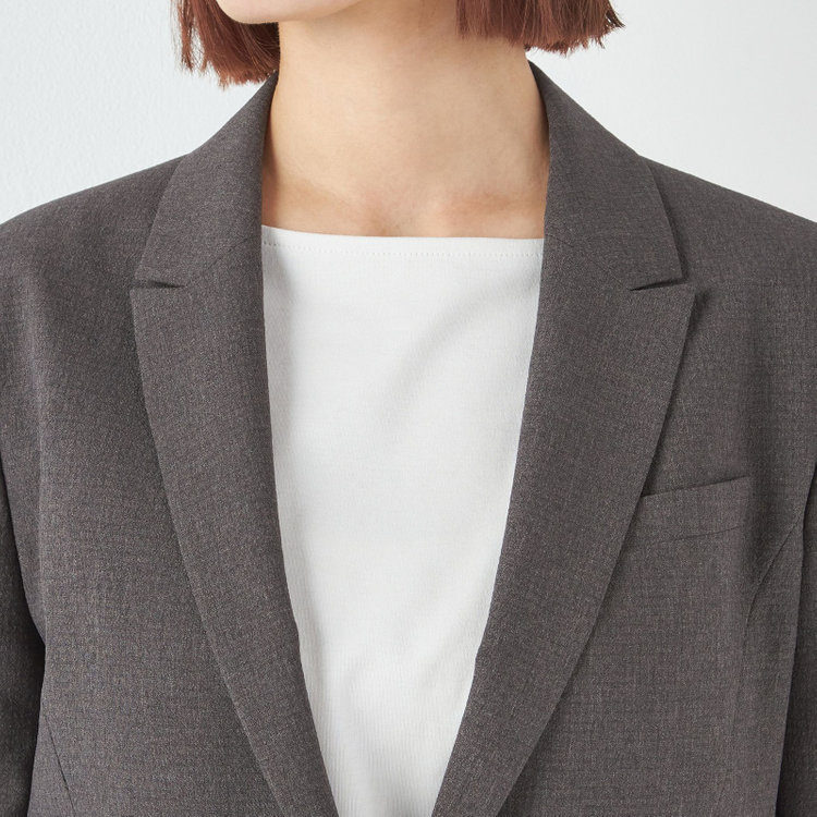 シルバーライン 【RELAX TAPERED 2】【春夏】 1釦パンツスーツ/ブラウン×シアサッカー/ウォッシャブル/※パンツ裾上げ済仕様 茶中間