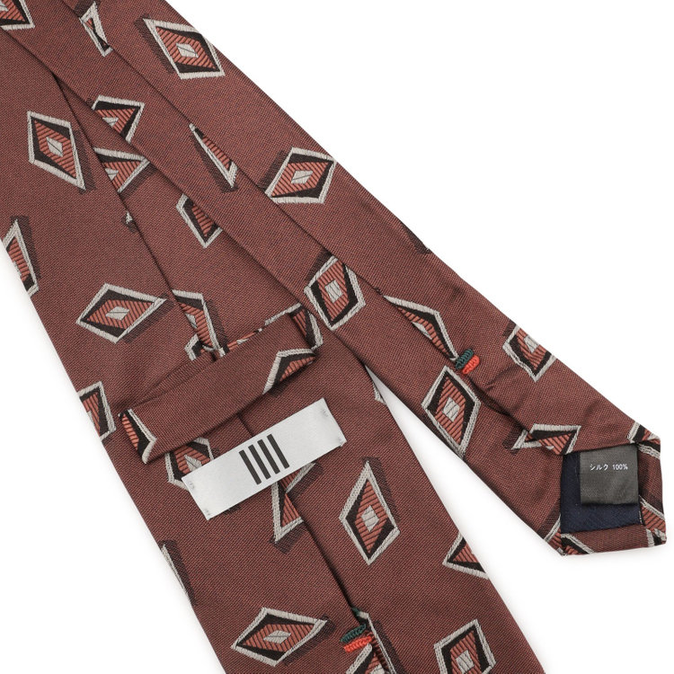 シルバーライン 【SILVER LINE】シルクブレンド小紋ネクタイ 8.0cm幅/ブラウン×シルバー その他