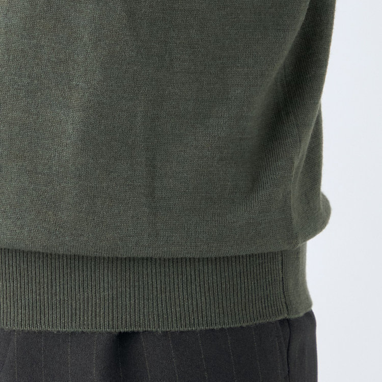 スーツセレクト 【RBC】【秋冬】ウールタートルネックニットセーター/カーキ/ZEGNA BARUFFA/マシンウォッシャブル 黄淡色