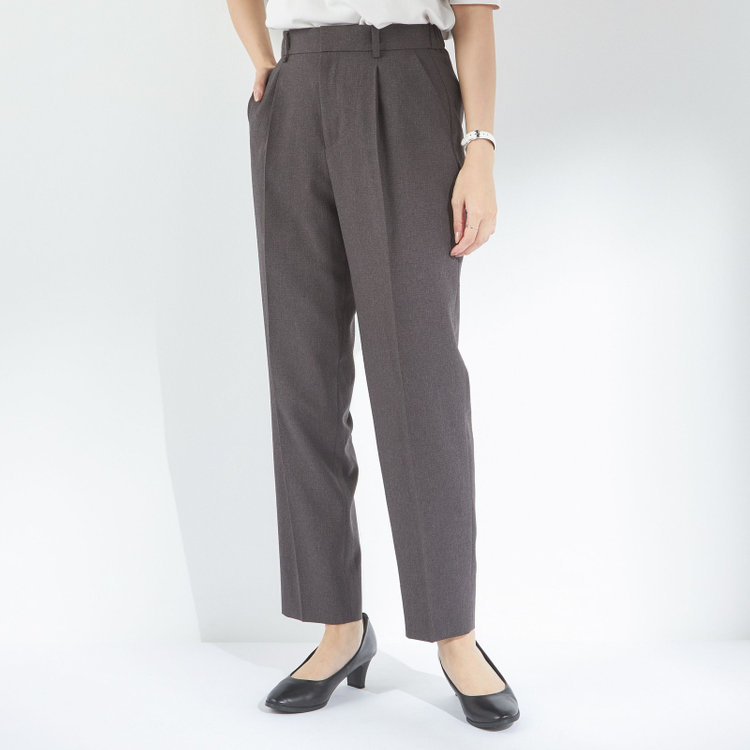 シルバーライン 【RELAX TAPERED 2】【春夏】 1釦パンツスーツ/ブラウン×シアサッカー/ウォッシャブル/※パンツ裾上げ済仕様 茶中間