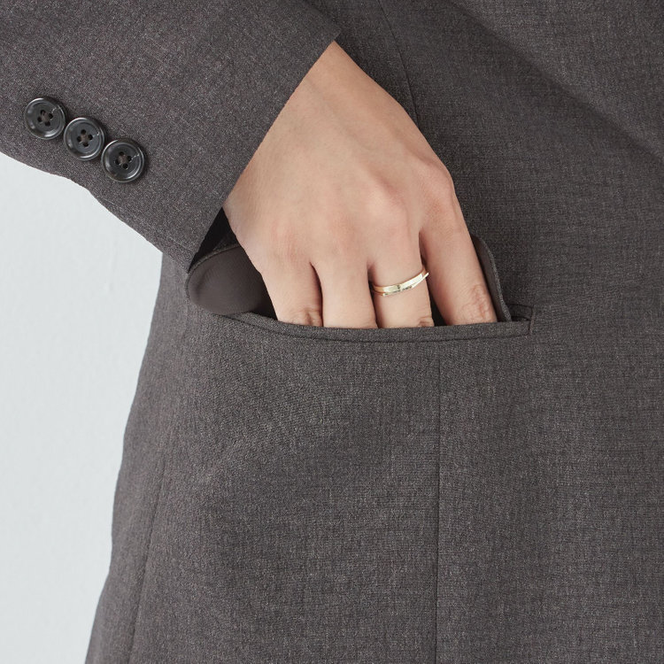 シルバーライン 【RELAX TAPERED 2】【春夏】 1釦パンツスーツ/ブラウン×シアサッカー/ウォッシャブル/※パンツ裾上げ済仕様 茶中間