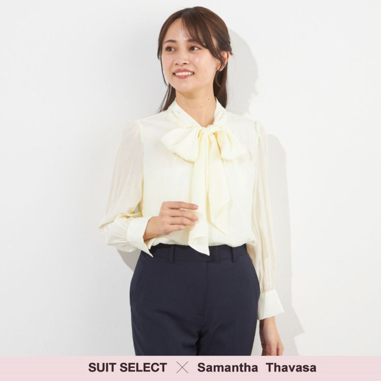 サマンサ 【SUIT SELECT×Samantha Thavasa】【長袖】リボンブラウス/イエロー 黄中間