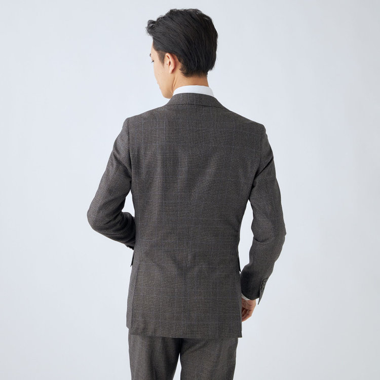 シルバーライン 【CLASSICO TAPERED】【秋冬】2釦シングルスーツ 1タック/ブラウングレー×チェックオーバーペン/Ermenegildo Zegna LOOP woven in italy/※裾上げ必要 茶濃色