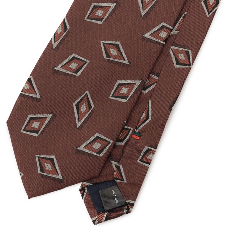 シルバーライン 【SILVER LINE】シルクブレンド小紋ネクタイ 8.0cm幅/ブラウン×シルバー その他