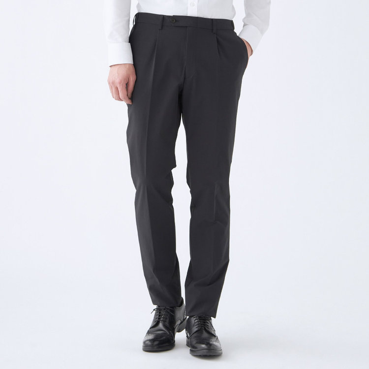 スーツセレクト 【WEB限定/OUTLET】【RBC】【春夏】1タックテーパードパンツ/ブラック/ウエストシャーリング ブラック系(黒)