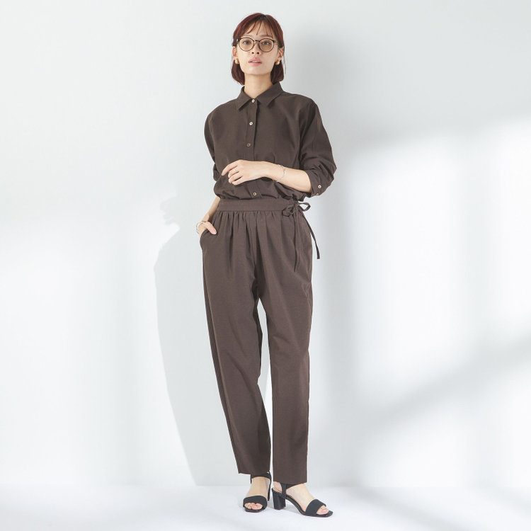 ブラックライン 【BL/七分袖】【春夏】ドルマンスリーブシャツ/ブラウン/ジャージー素材 茶中間