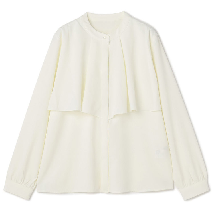 シルバーライン 【SL/長袖】ケープ付きバンドカラープルオーバーブラウス/ホワイト/2WAYストレッチ/UV加工/ウォッシャブル オフホワイト