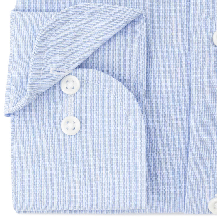 シルバーライン 【SILVER LINE】【形態安定】ワイドワイシャツ/ブルー×ドビーストライプ 青濃色