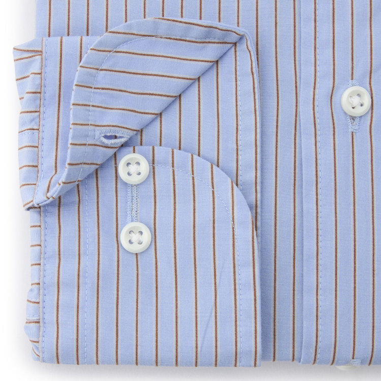 シルバーライン 【RBC】バンドカラーシャツ/ブルー×ストライプ 青中間