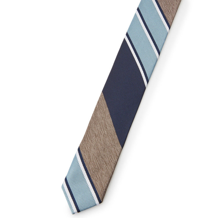 シルバーライン 【SILVER LINE】シルクレジメンタルストライプネクタイ 8.0cm幅/ブラウン×ネイビー×ブルー その他