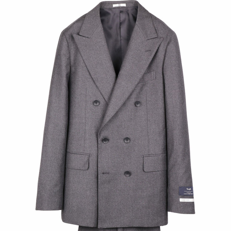 スーツセレクト 【発送在庫あり】【CLASSICO TAPERED】【秋冬】6釦2掛けダブルスーツ 1タック/グレー×ソリッド/MARZOTTO グレー系(灰)