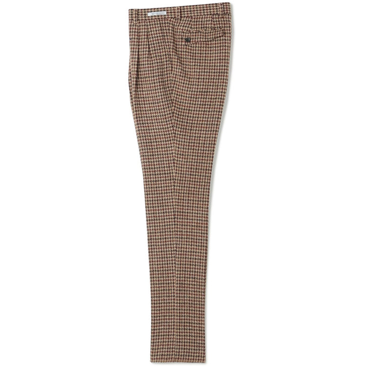 シルバーライン 【CLASSICO TAPERED】【秋冬】ウールテーパードパンツ 2タック/ブラウン×チェック+ツイード/Harris Tweed hand woven in the outer hebrides of scotland/※裾上げ必要 茶淡色