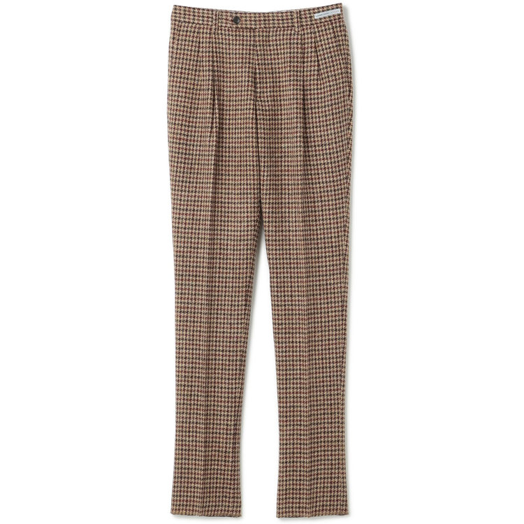 シルバーライン 【CLASSICO TAPERED】【秋冬】ウールテーパードパンツ 2タック/ブラウン×チェック+ツイード/Harris Tweed hand woven in the outer hebrides of scotland/※裾上げ必要 茶淡色
