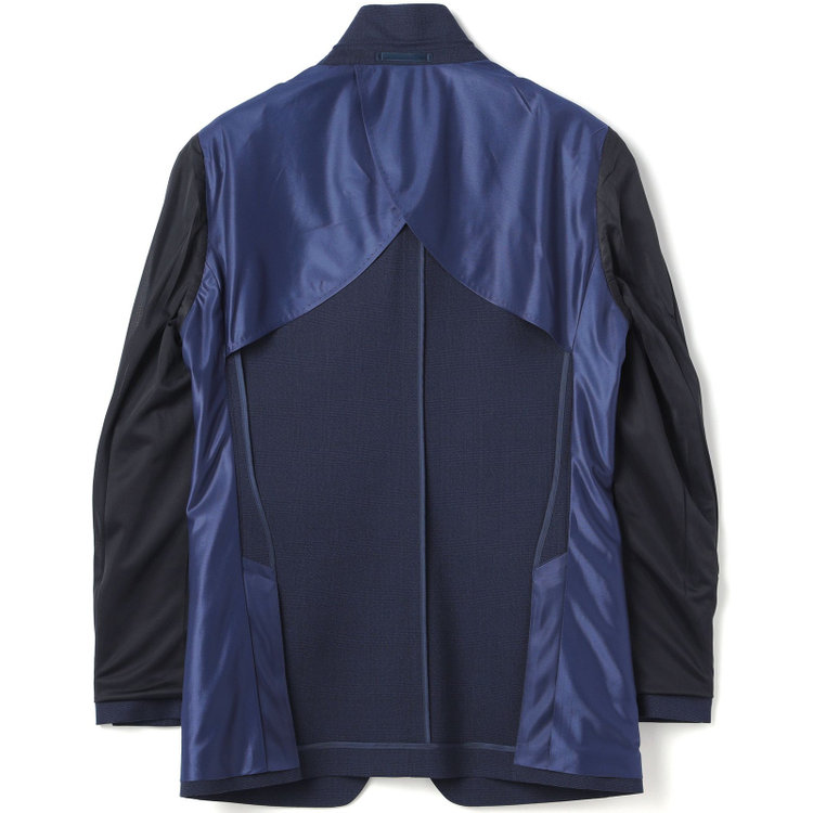 シルバーライン 【4S CROSS】【春夏】セットアップジャケット/ネイビー×チェック/パッチポケット 青中間