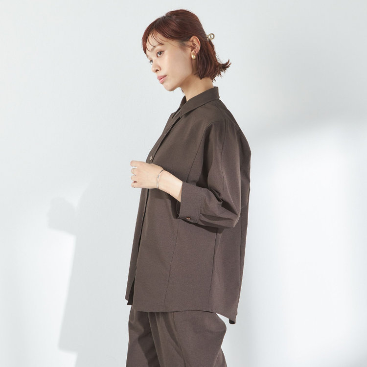 ブラックライン 【BL/七分袖】【春夏】ドルマンスリーブシャツ/ブラウン/ジャージー素材 茶中間