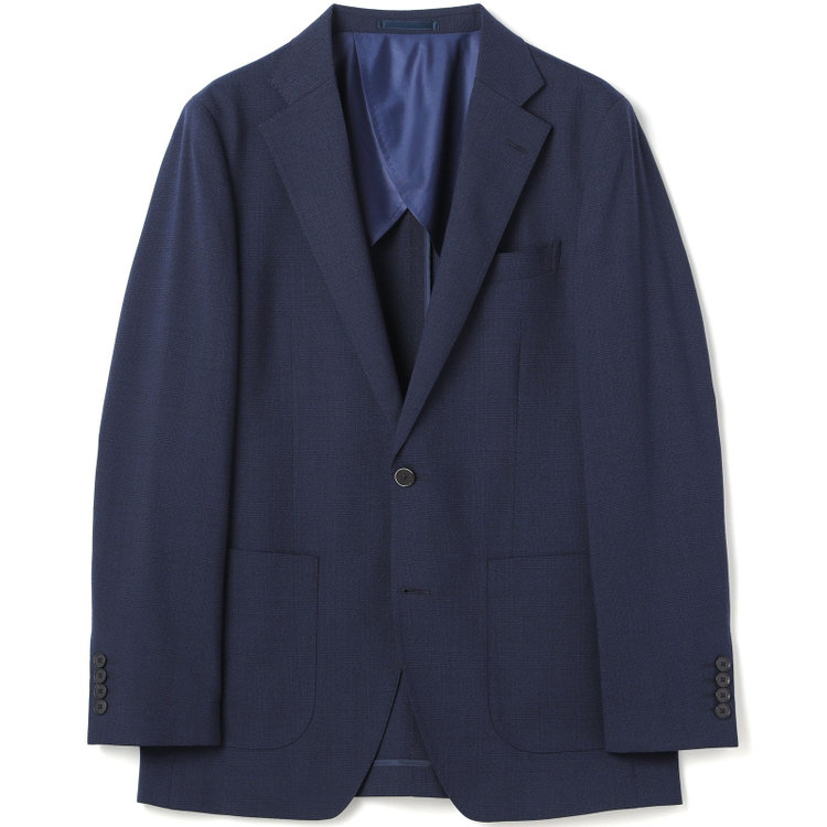 シルバーライン 【4S CROSS】【春夏】セットアップジャケット/ネイビー×チェック/パッチポケット 青中間