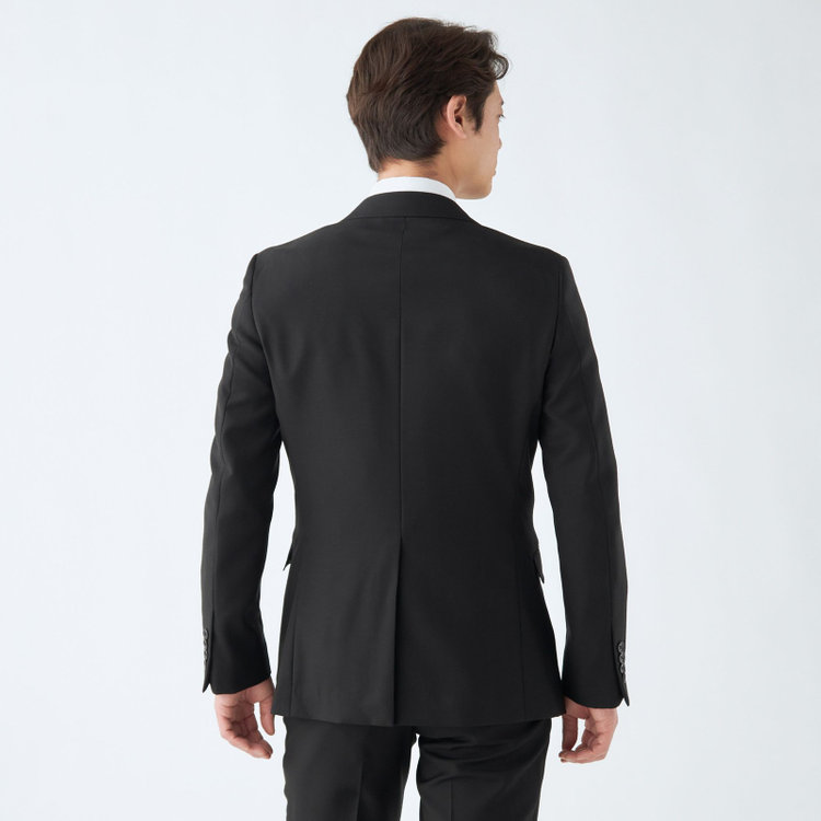 ブラックライン 【NEW-X】【年間】【フォーマル対応可】 2釦シングルスーツ 0タック/ブラック×ソリッド/LIMITED EDITION/Premium Black/※裾上げ必要 黒