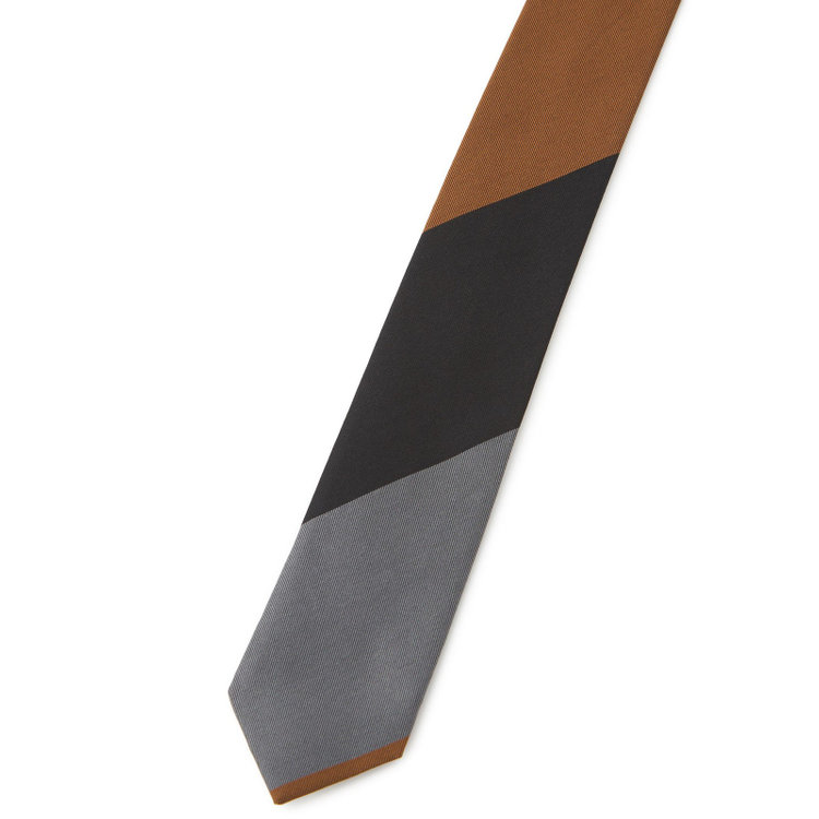 シルバーライン 【SILVER LINE】シルクストライプネクタイ 8.5cm幅/ブラック×グレー×ブラウン/SARUTAHIKO COFFEE その他