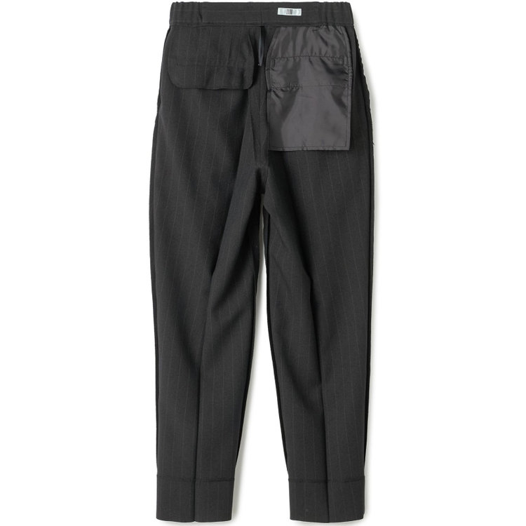 シルバーライン 【SILVER LINE】【秋冬】4釦1掛ダブル パンツスーツ/ブラック×ストライプ/ウォッシャブル/ウエストシャーリング/4S SUSTAINABILITY&ECOLOGY FABRIC/※パンツ裾上げ済仕様 黒