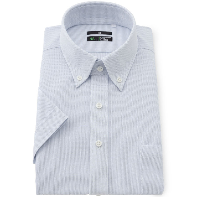 ブラックライン 【BL/半袖】【スーパーノンアイロン】ボタンダウンドレスワイシャツ/サックス＆ホワイト×ドビー/SUPER NON IRON 4S SUSTAINABLE/Oil guard 青淡色