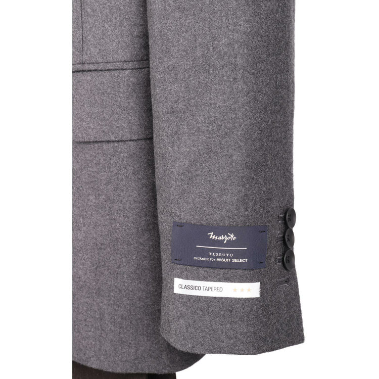 スーツセレクト 【発送在庫あり】【CLASSICO TAPERED】【秋冬】6釦2掛けダブルスーツ 1タック/グレー×ソリッド/MARZOTTO グレー系(灰)