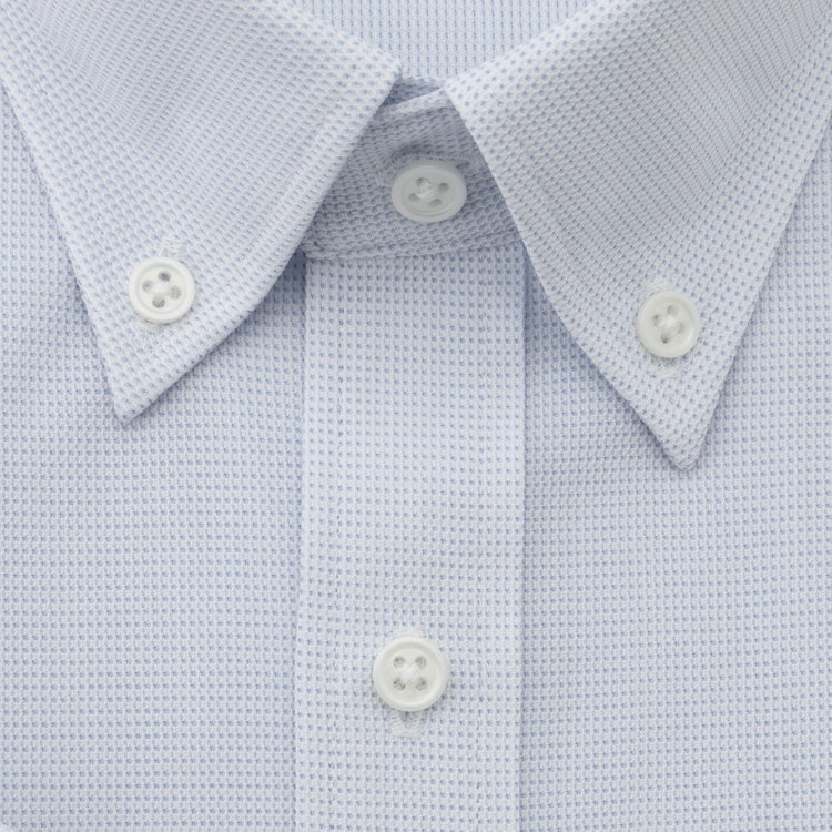 ブラックライン 【発送在庫あり】【BLACK LINE/半袖】【スーパーノンアイロン】ボタンダウンドレスワイシャツ/サックス＆ホワイト×ドビー/SUPER NON IRON 4S SUSTAINABLE/Oil guard 青淡色