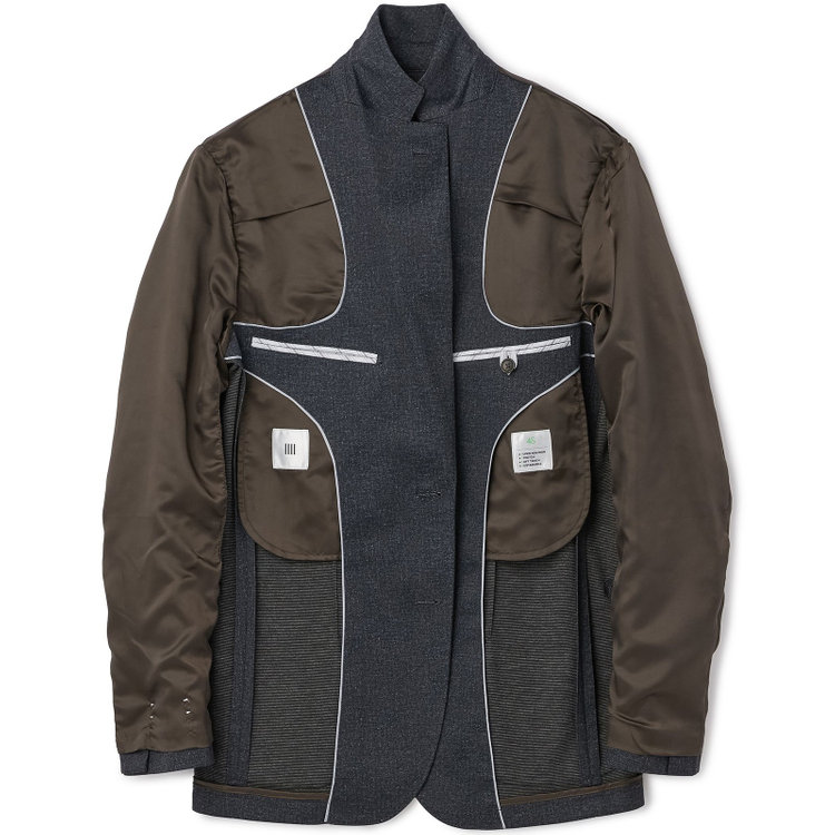 シルバーライン 【5DAYS CLOSET】【RBC】【秋冬】2釦ジャケット セットアップ対応 /ネイビー×カルゼ調ジャージ生地×プリントデニム /ウォッシャブル /パッチポケット 紺濃色