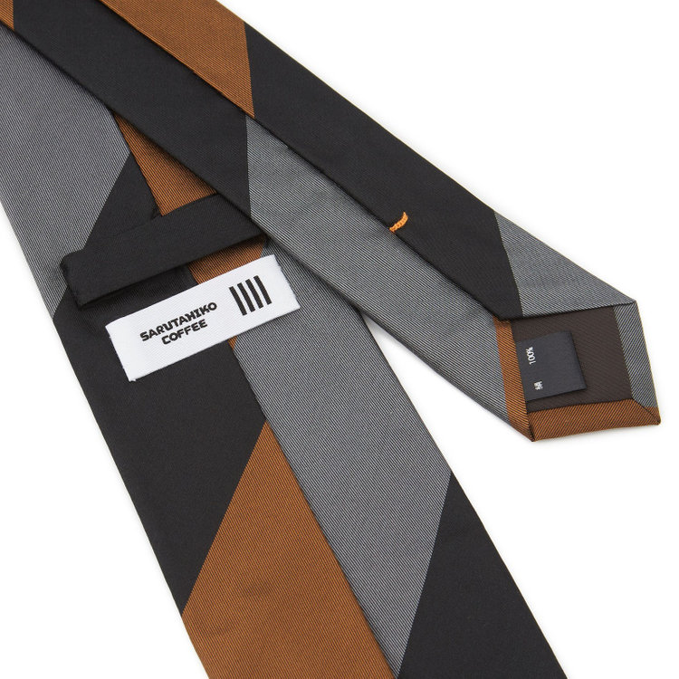 シルバーライン 【SILVER LINE】シルクストライプネクタイ 8.5cm幅/ブラック×グレー×ブラウン/SARUTAHIKO COFFEE その他