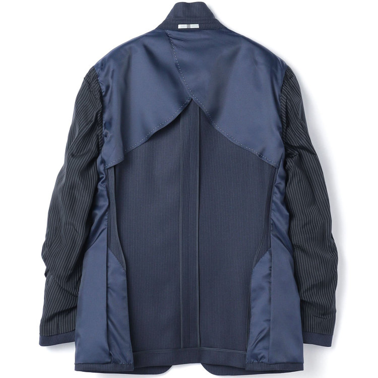 SUIT SELECT　アウトレット 【WEB限定/OUTLET/汚れ・キズ等有】【CLASSICO TAPERED】【秋冬】2釦シングルスーツ 1タック/ネイビー×ストライプ/super extra fine merino wool Raymond/※裾上げ必要 紺中間