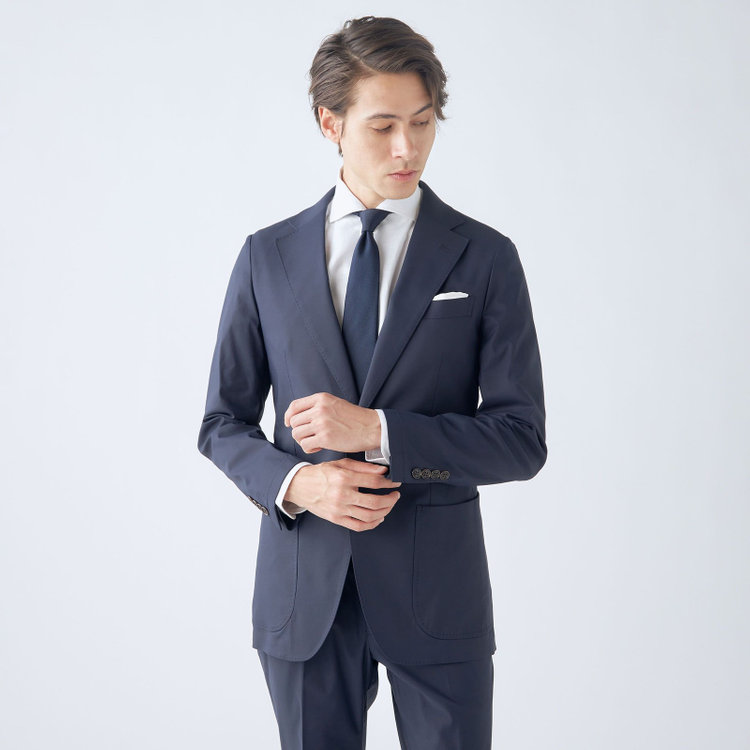 シルバーライン 【CLASSICO TAPERED】【春夏】テンセルブレンド2釦シングルジャケット/ネイビー/パッチポケット/ICE EFFECT 紺濃色