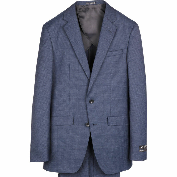 スーツセレクト 【WEB限定/OUTLET】【SLIM TAPERED_2】【秋冬】コーディネートパンツ付き/2釦シングルスーツ 0タック/ネイビー×ウィンドペン+グレーソリッドパンツ/4S ネイビー系(紺)