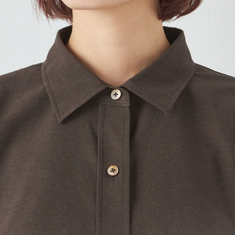 ブラックライン 【BL/七分袖】【春夏】ドルマンスリーブシャツ/ブラウン/ジャージー素材 茶中間