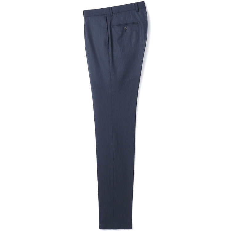 SUIT SELECT　アウトレット 【WEB限定/OUTLET/汚れ・キズ等有】【CLASSICO TAPERED】【秋冬】2釦シングルスーツ 1タック/ネイビー×ストライプ/super extra fine merino wool Raymond/※裾上げ必要 紺中間