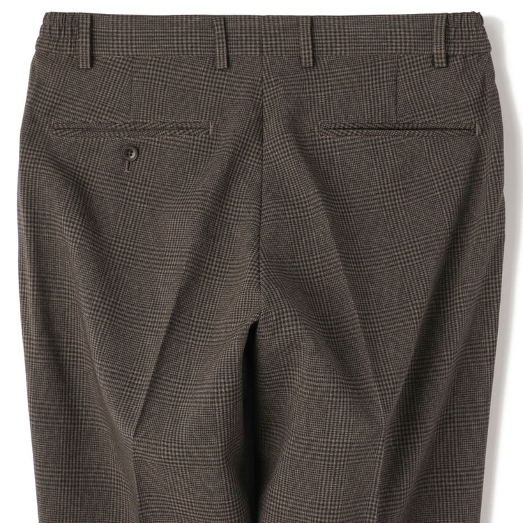 ブラックライン 【SLIM TAPERED_2】【春夏】2釦シングルスリーピーススーツ 0タック/ブラウン×チェック/ウエストシャーリング/4S SUSTAINABILITY&ECOLOGY FABRIC/※パンツ裾上げ済仕様 茶濃色