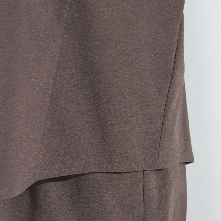 ブラックライン 【BL/七分袖】【春夏】ドルマンスリーブシャツ/ブラウン/ジャージー素材 茶中間