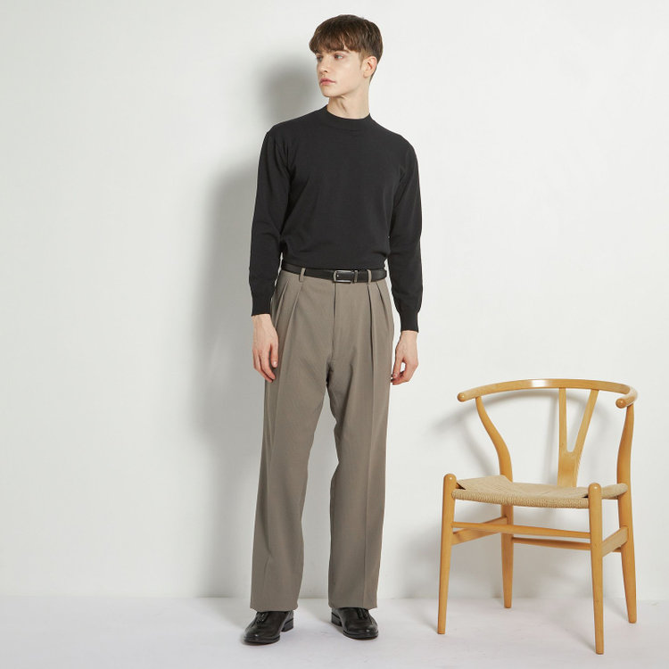 シルバーライン 【RBC】【春夏】2タックパンツ/グレージュ×サッカー/サイド尾錠/4S AIR/※裾上げ必要 茶淡色