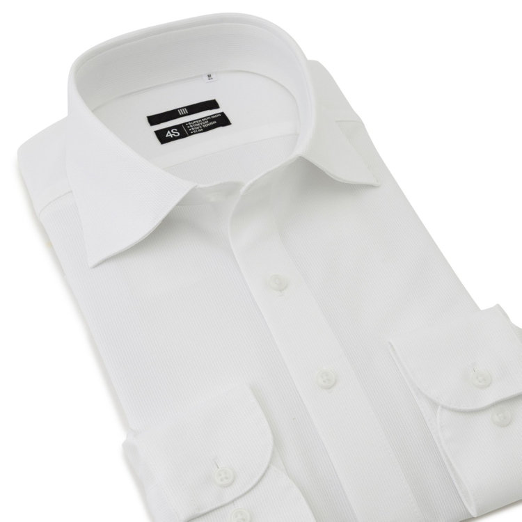 ブラックライン 【発送在庫あり】【WEB限定】【BLACK LINE】ワイドカラーワイシャツ/ホワイト/「4S」スーパーノンアイロン・ストレッチ 白