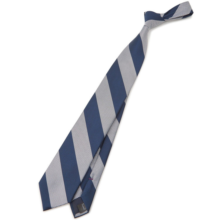 シルバーライン 【SILVER LINE】シルクブレンドストライプネクタイ 8.0cm幅/ネイビー その他