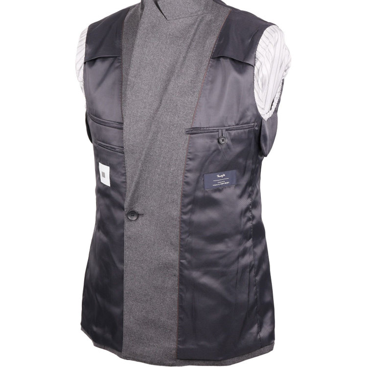 スーツセレクト 【発送在庫あり】【CLASSICO TAPERED】【秋冬】6釦2掛けダブルスーツ 1タック/グレー×ソリッド/MARZOTTO グレー系(灰)