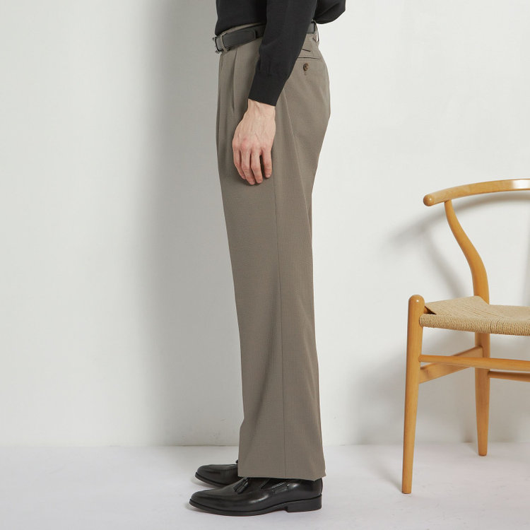 シルバーライン 【RBC】【春夏】2タックパンツ/グレージュ×サッカー/サイド尾錠/4S AIR/※裾上げ必要 茶淡色